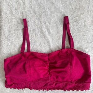 Torrid Curve Hot Pink Lace Bralette Size 2 Plus Wireless Bandeau Bra Y2K